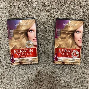Lot of 2 Schwarzkopf Keratin Color Permanent Hair Color #8.0 Medium Blonde NIB